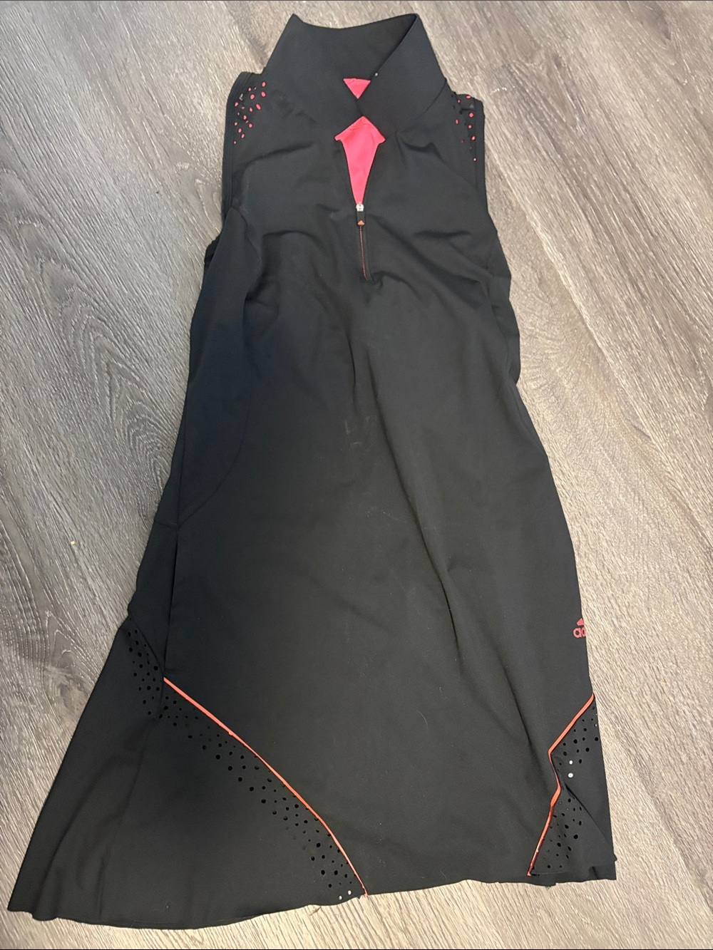 adidas Black One-Piece Swim Dress with Pink Accents